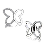 Alamode High polished (no plating) Stainless Steel Earrings with AAA Grade CZ in Clear - Alamode