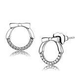 Alamode High polished (no plating) Stainless Steel Earrings with AAA Grade CZ in Clear - Alamode - Flyclothing LLC