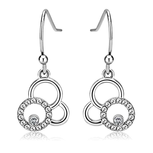 Alamode High polished (no plating) Stainless Steel Earrings with AAA Grade CZ in Clear - Alamode - Flyclothing LLC