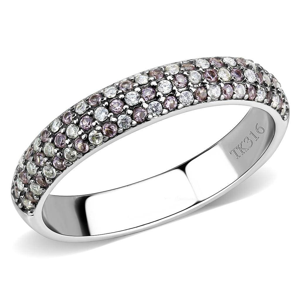 Alamode High polished (no plating) Stainless Steel Ring with AAA Grade CZ in Multi Color - Alamode - Flyclothing LLC