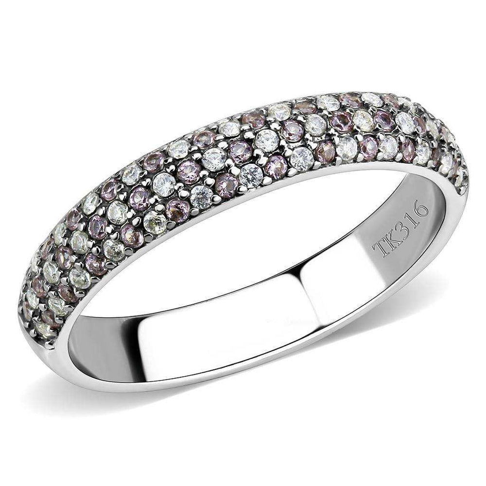 Alamode High polished (no plating) Stainless Steel Ring with AAA Grade CZ in Multi Color - Alamode - Flyclothing LLC