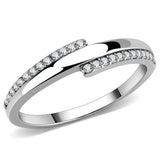 Alamode High polished (no plating) Stainless Steel Ring with AAA Grade CZ in Clear - Alamode - Flyclothing LLC