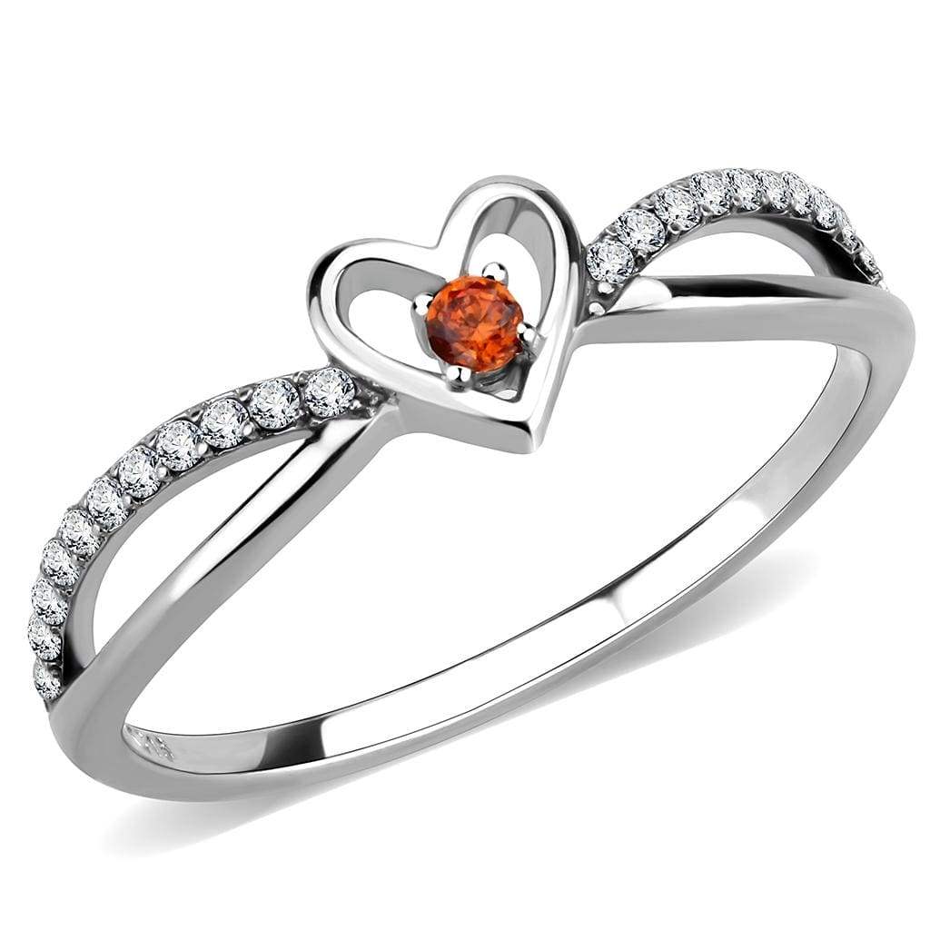 Alamode High polished (no plating) Stainless Steel Ring with AAA Grade CZ in Orange - Alamode - Flyclothing LLC