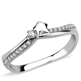 Alamode High polished (no plating) Stainless Steel Ring with AAA Grade CZ in Clear - Alamode - Flyclothing LLC