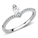Alamode High polished (no plating) Stainless Steel Ring with AAA Grade CZ in Clear - Alamode - Flyclothing LLC