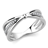 Alamode High polished (no plating) Stainless Steel Ring with AAA Grade CZ in Clear - Alamode