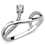 Alamode High polished (no plating) Stainless Steel Ring with AAA Grade CZ in Clear - Alamode