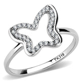 Alamode High polished (no plating) Stainless Steel Ring with AAA Grade CZ in Clear - Alamode