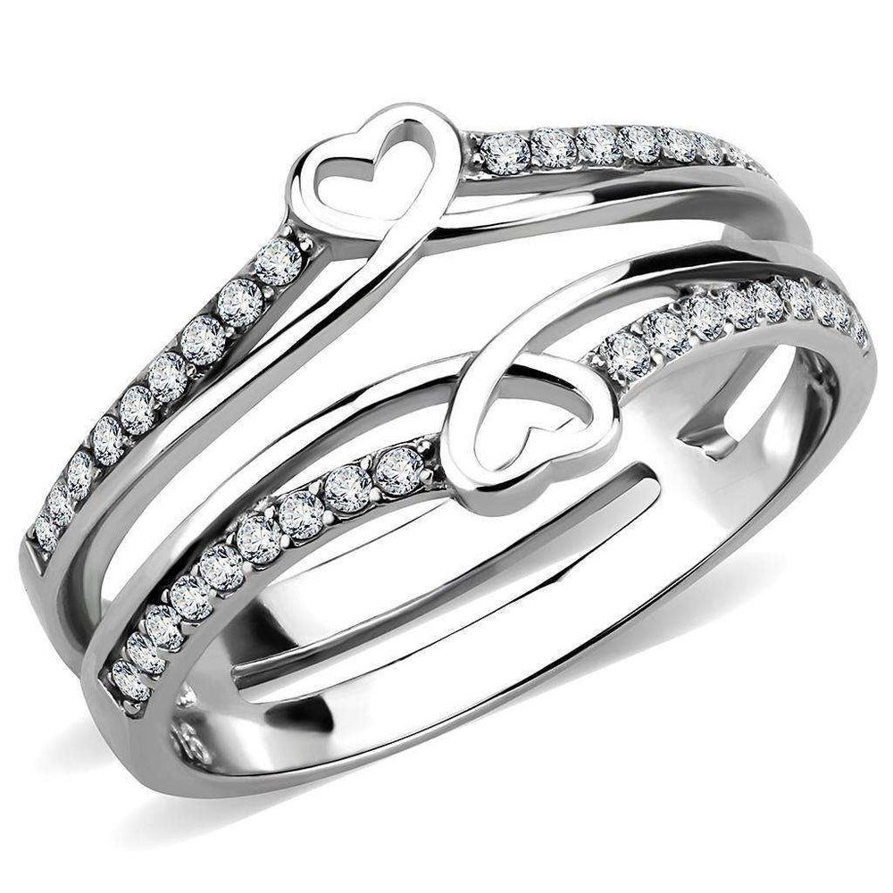 Alamode High polished (no plating) Stainless Steel Ring with AAA Grade CZ in Clear - Alamode - Flyclothing LLC