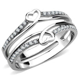 Alamode High polished (no plating) Stainless Steel Ring with AAA Grade CZ in Clear - Alamode - Flyclothing LLC