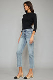 Kancan High Waist Button Fly Raw Hem Cropped Straight Jeans - Trendsi
