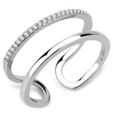 Alamode High polished (no plating) Stainless Steel Ring with AAA Grade CZ in Clear - Alamode