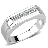 Alamode High polished (no plating) Stainless Steel Ring with AAA Grade CZ in Clear - Alamode - Flyclothing LLC