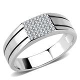 Alamode High polished (no plating) Stainless Steel Ring with AAA Grade CZ in Clear - Alamode
