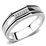 Alamode High polished (no plating) Stainless Steel Ring with AAA Grade CZ in Clear - Alamode