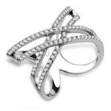 Alamode High polished (no plating) Stainless Steel Ring with AAA Grade CZ in Clear - Alamode