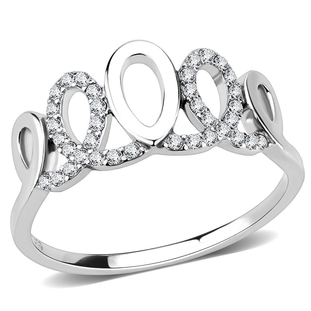 Alamode High polished (no plating) Stainless Steel Ring with AAA Grade CZ in Clear - Alamode