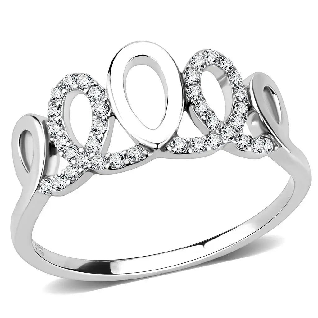 Alamode High polished (no plating) Stainless Steel Ring with AAA Grade CZ in Clear - Alamode - Flyclothing LLC