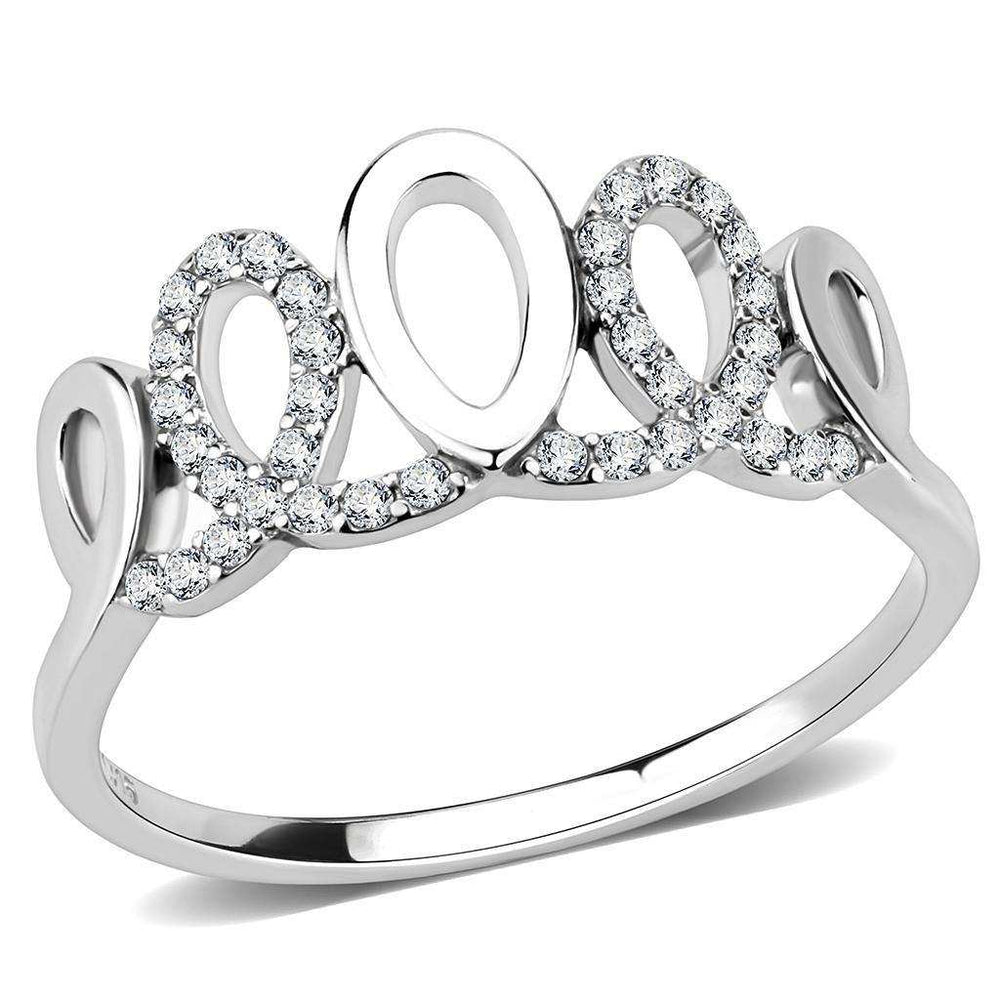 Alamode High polished (no plating) Stainless Steel Ring with AAA Grade CZ in Clear - Alamode - Flyclothing LLC