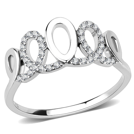 Alamode High polished (no plating) Stainless Steel Ring with AAA Grade CZ in Clear - Alamode