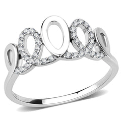 Alamode High polished (no plating) Stainless Steel Ring with AAA Grade CZ in Clear - Alamode
