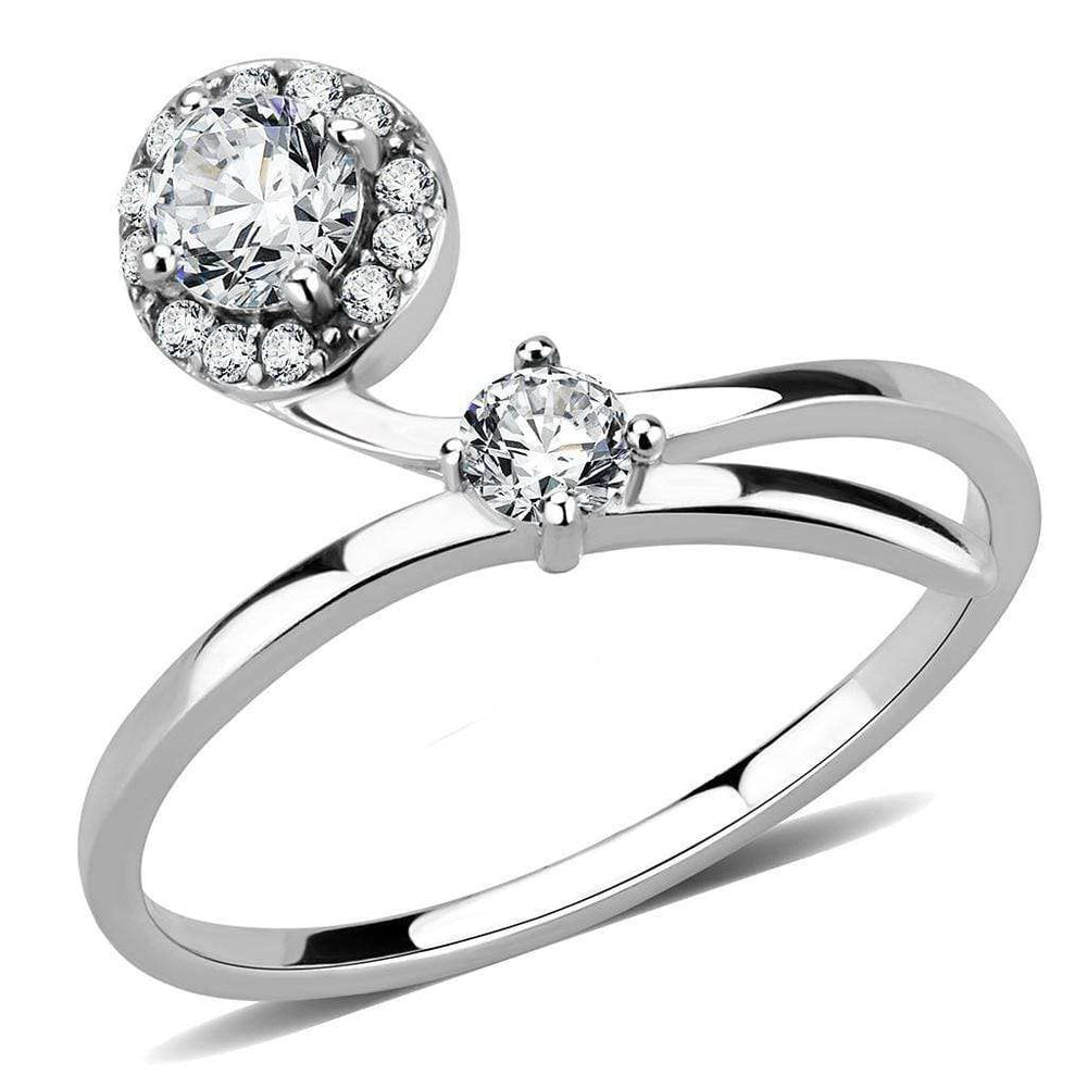 Alamode High polished (no plating) Stainless Steel Ring with AAA Grade CZ in Clear - Alamode - Flyclothing LLC