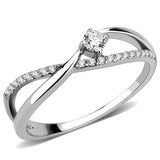 Alamode High polished (no plating) Stainless Steel Ring with AAA Grade CZ in Clear - Alamode