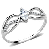 Alamode High polished (no plating) Stainless Steel Ring with AAA Grade CZ in Clear - Alamode