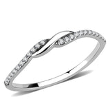 Alamode High polished (no plating) Stainless Steel Ring with AAA Grade CZ in Clear - Alamode