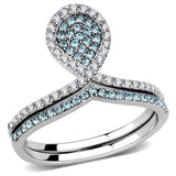 Alamode High polished (no plating) Stainless Steel Ring with AAA Grade CZ in Sea Blue - Alamode - Flyclothing LLC