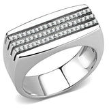 Alamode High polished (no plating) Stainless Steel Ring with AAA Grade CZ in Clear - Alamode - Flyclothing LLC
