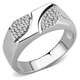 Alamode High polished (no plating) Stainless Steel Ring with AAA Grade CZ in Clear - Alamode - Flyclothing LLC