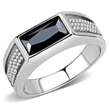 Alamode High polished (no plating) Stainless Steel Ring with AAA Grade CZ in Black Diamond - Alamode