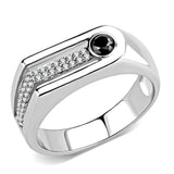 Alamode High polished (no plating) Stainless Steel Ring with AAA Grade CZ in Black Diamond - Alamode