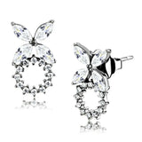 Alamode High polished (no plating) Stainless Steel Earrings with AAA Grade CZ in Clear - Alamode - Flyclothing LLC