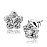 Alamode High polished (no plating) Stainless Steel Earrings with AAA Grade CZ in Clear - Alamode - Flyclothing LLC