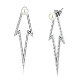 Alamode High polished (no plating) Stainless Steel Earrings with Synthetic in White - Alamode - Flyclothing LLC