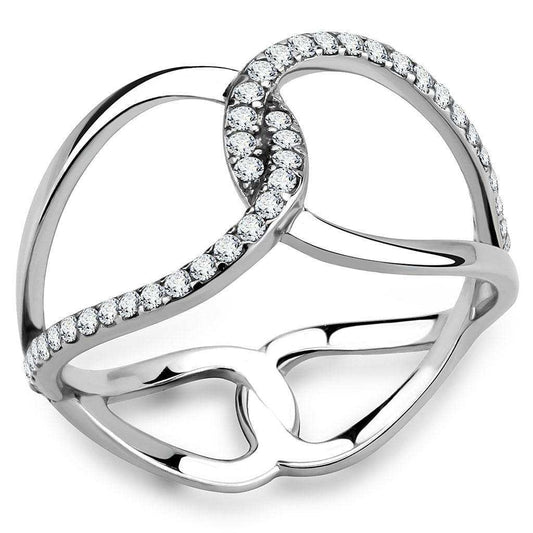 Alamode No Plating Stainless Steel Ring with AAA Grade CZ in Clear - Alamode - Flyclothing LLC
