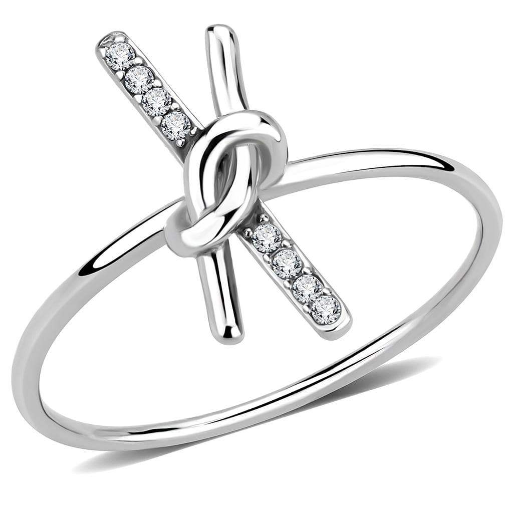 Alamode No Plating Stainless Steel Ring with AAA Grade CZ in Clear - Alamode - Flyclothing LLC