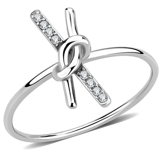 Alamode No Plating Stainless Steel Ring with AAA Grade CZ in Clear - Alamode