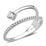 Alamode No Plating Stainless Steel Ring with AAA Grade CZ in Clear - Alamode - Flyclothing LLC