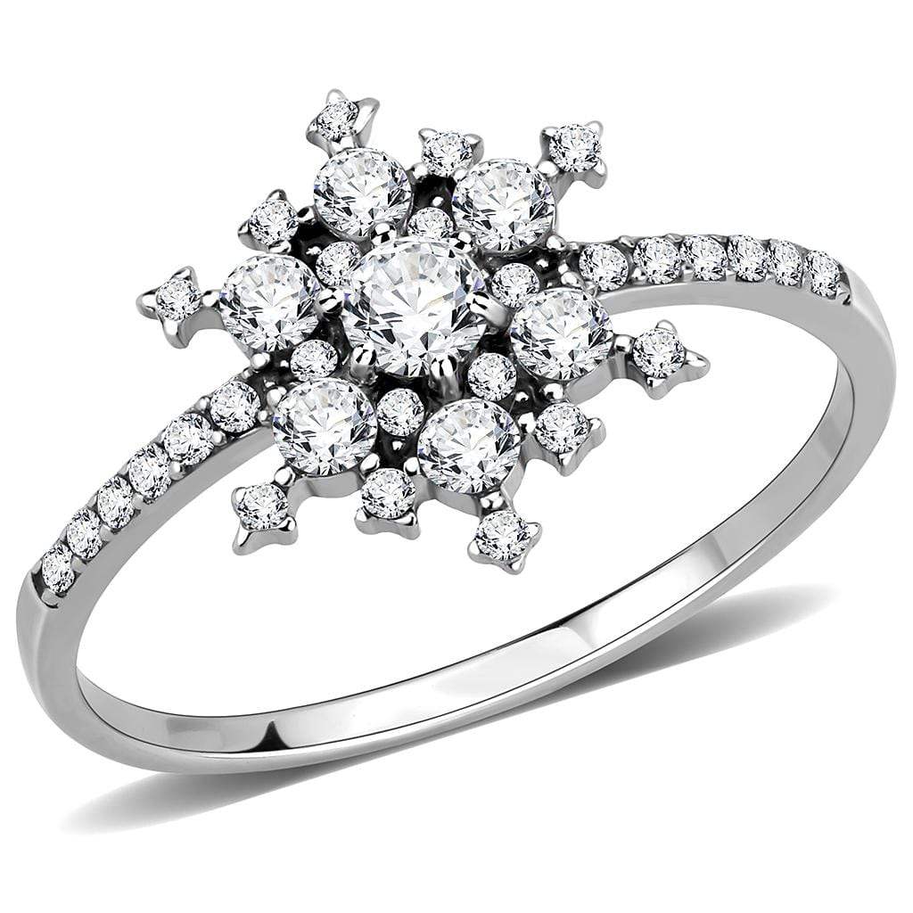 Alamode No Plating Stainless Steel Ring with AAA Grade CZ in Clear - Alamode - Flyclothing LLC