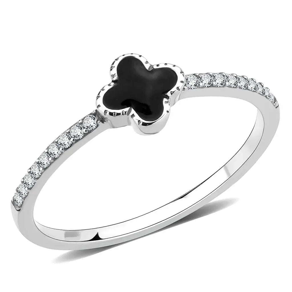 Alamode No Plating Stainless Steel Ring with Epoxy in Jet - Alamode - Flyclothing LLC