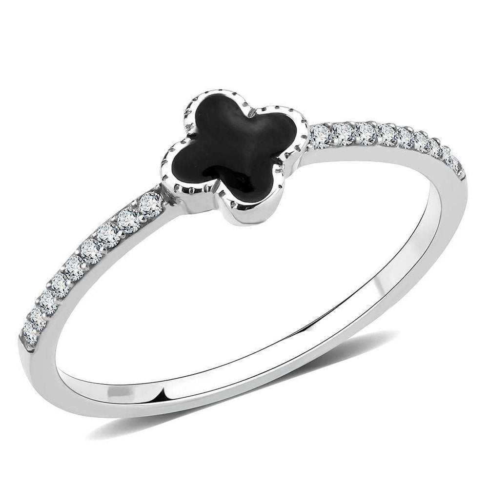 Alamode No Plating Stainless Steel Ring with Epoxy in Jet - Alamode - Flyclothing LLC