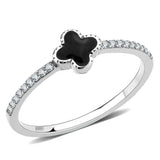 Alamode No Plating Stainless Steel Ring with Epoxy in Jet - Alamode - Flyclothing LLC