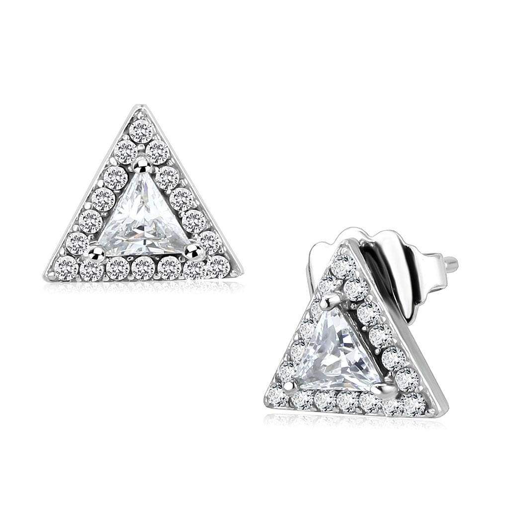 Alamode No Plating Stainless Steel Earrings with AAA Grade CZ in Clear - Alamode - Flyclothing LLC