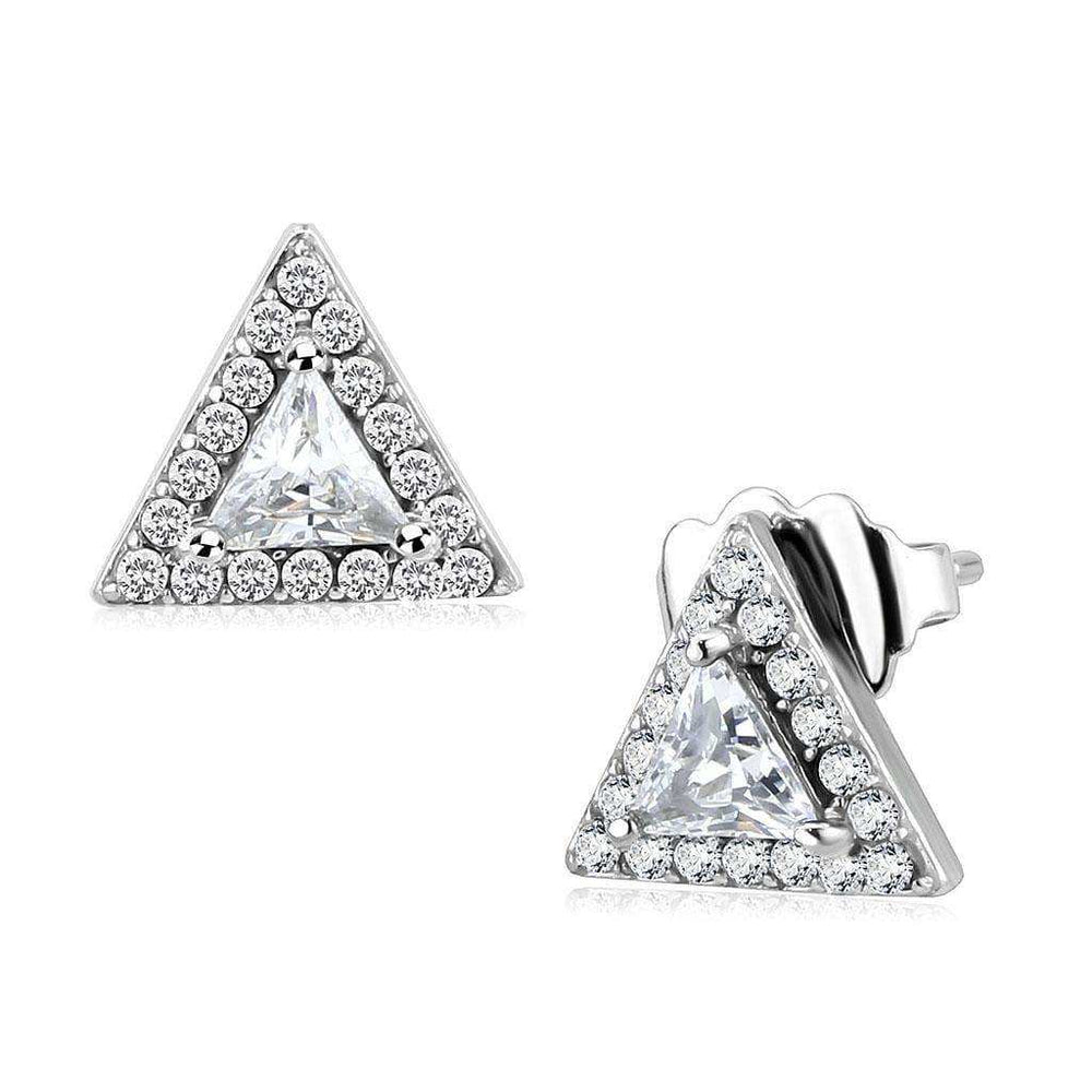 Alamode No Plating Stainless Steel Earrings with AAA Grade CZ in Clear - Alamode - Flyclothing LLC