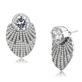 Alamode No Plating Stainless Steel Earrings with AAA Grade CZ in Clear - Alamode - Flyclothing LLC