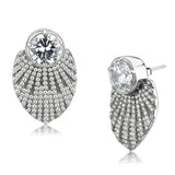 Alamode No Plating Stainless Steel Earrings with AAA Grade CZ in Clear - Alamode - Flyclothing LLC