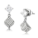 Alamode No Plating Stainless Steel Earrings with AAA Grade CZ in Clear - Alamode - Flyclothing LLC